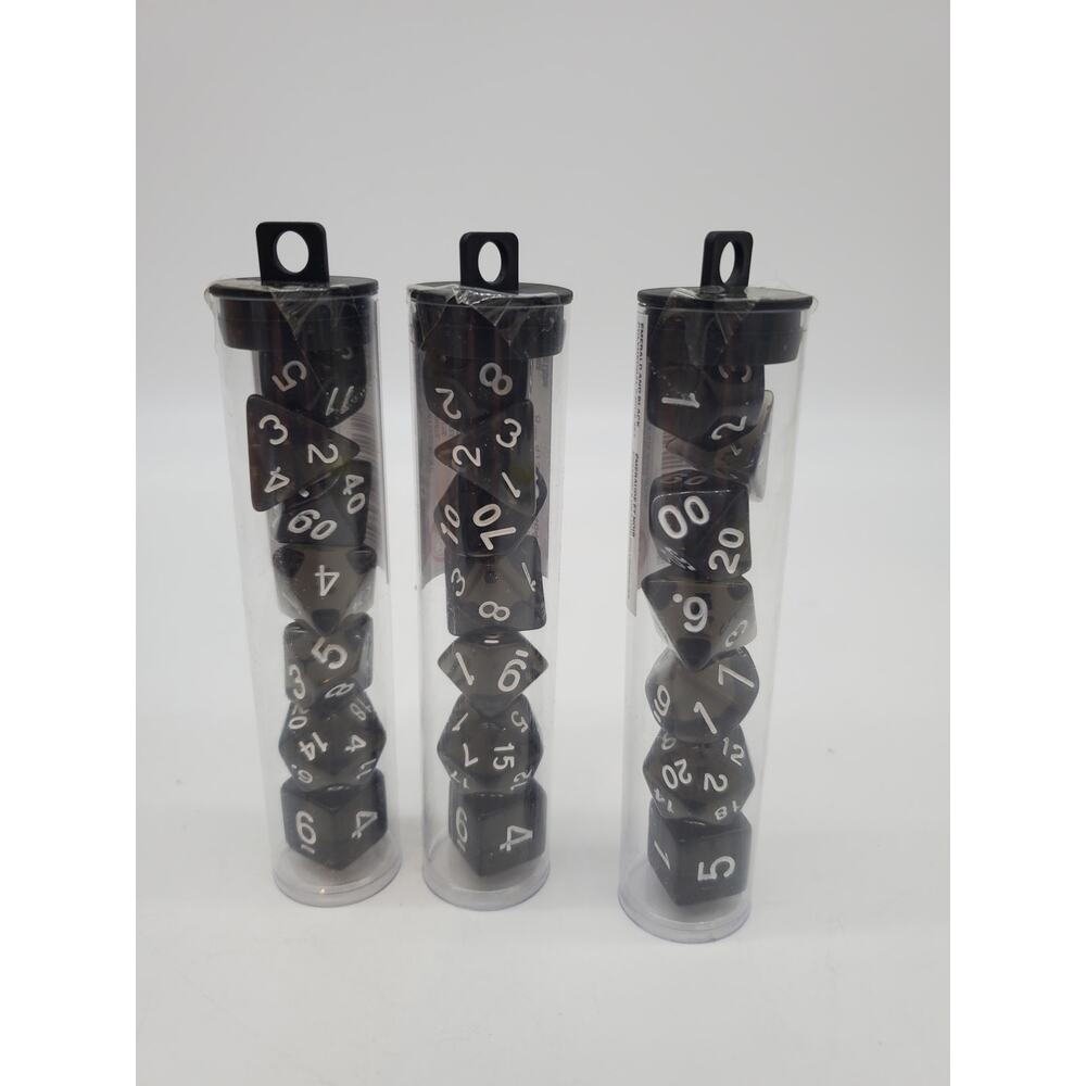 Black Polyhedral 7 Dice Set for Gaming - Lot of 3